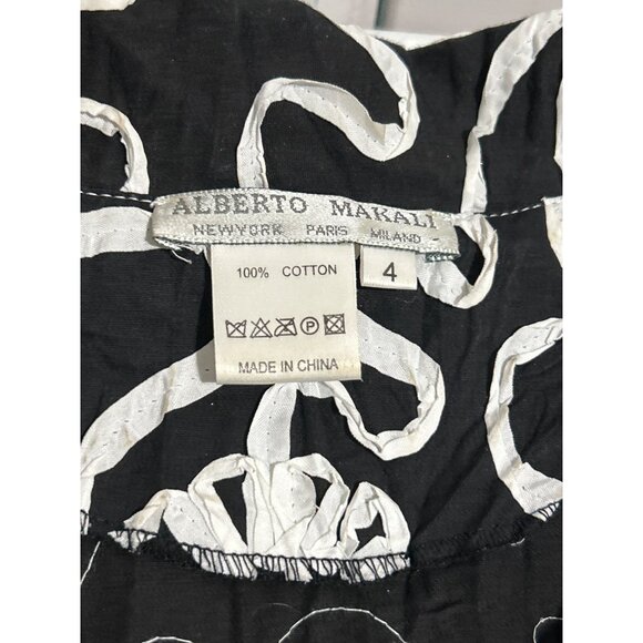 Alberto Makali Womens Black & White Ribbon Lace Trim Button Up Top/Jckt Size 4 - Picture 4 of 7